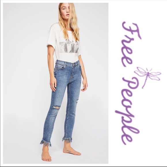 Free People Denim - Free People Great Heights Frayed Skinny Jeans